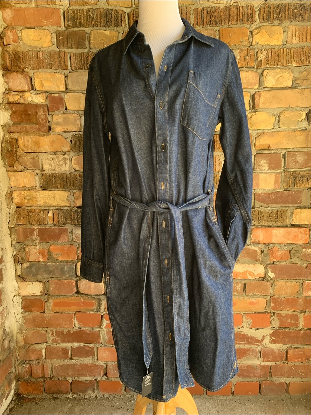 Lauren Ralph Lauren Indigo Denim Shirt Dress Jacket with Tie Waist